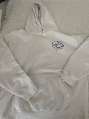White sigma Kappa Hoodie with Small Graphic on front large logo on back